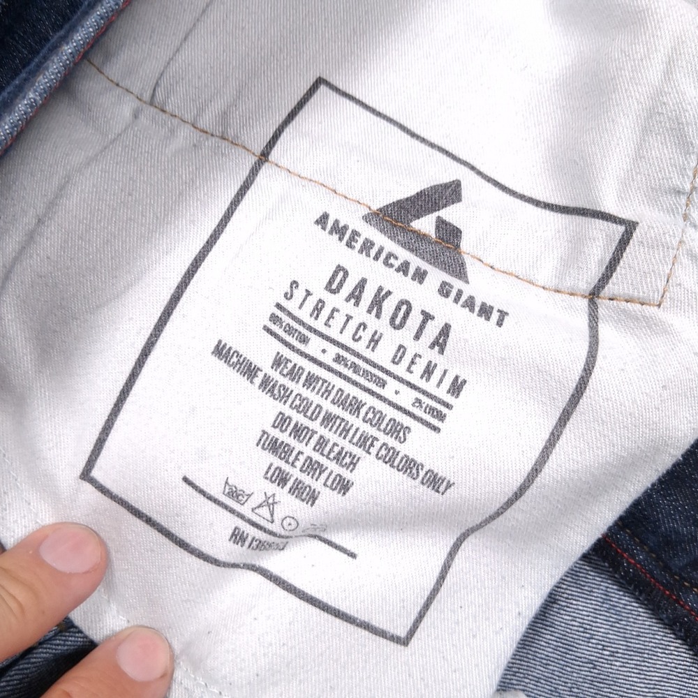 American Giant Dakota Jeans Men 32x32 (31x31) Dark Slim Straight Stretch Denim - Picture 12 of 13